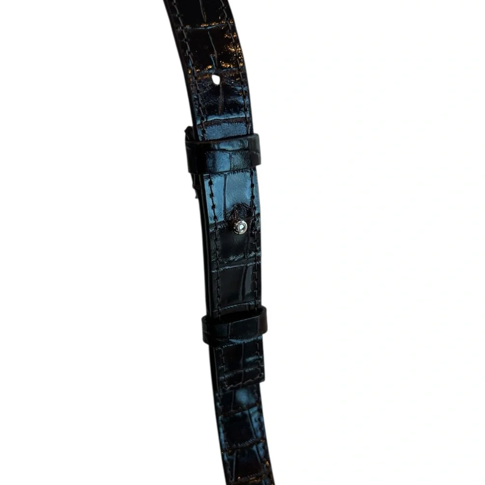 COS Croc Embossed High Gloss Leather Folio w/Adjustable Strap & Inner Pouch - Picture 5 of 10